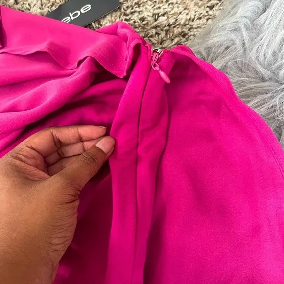 Bebe Asymmetrical Y2K Hot Pink Skirt With Shirts Women’s Size Large New With Tag - Picture 4 of 8